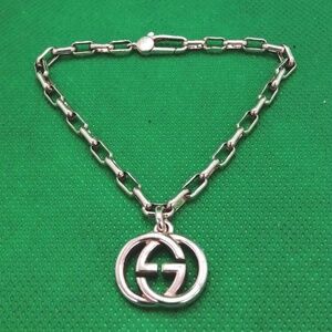 GUCCI Women's Interlocking "GG" Sterling Silver Charm Bracelet  - New with box